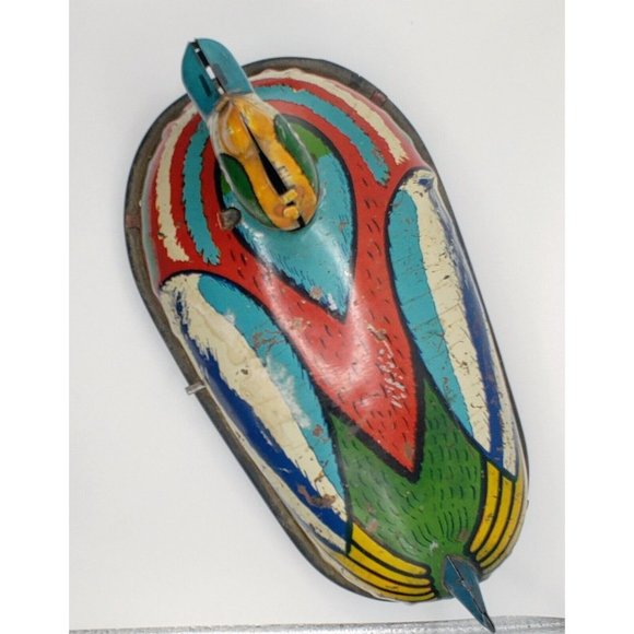 Rare Pre-War Antique Lindstrom Tin Lithograph Wind Up Duck Metal Colorful - Picture 4 of 6